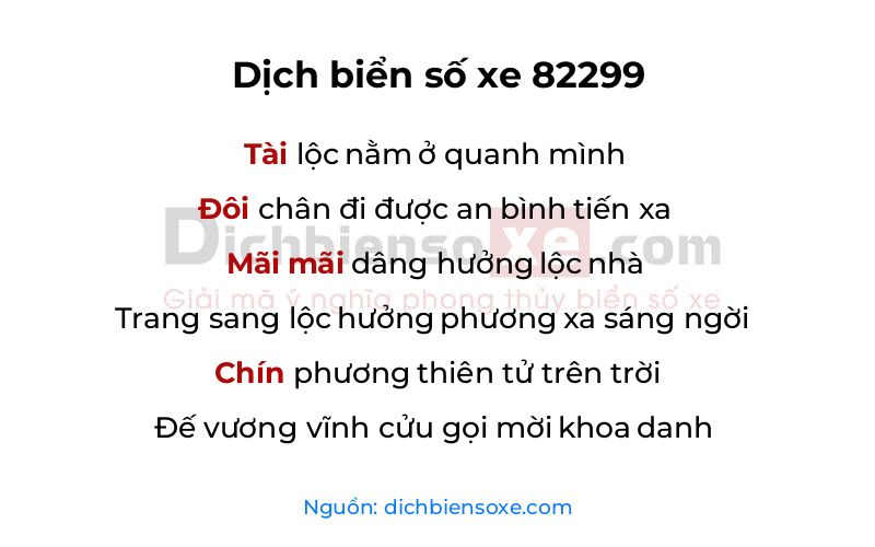 Dịch thơ biển số 82299