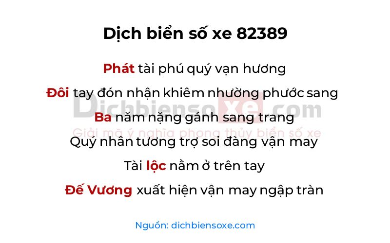 Dịch thơ biển số 82389