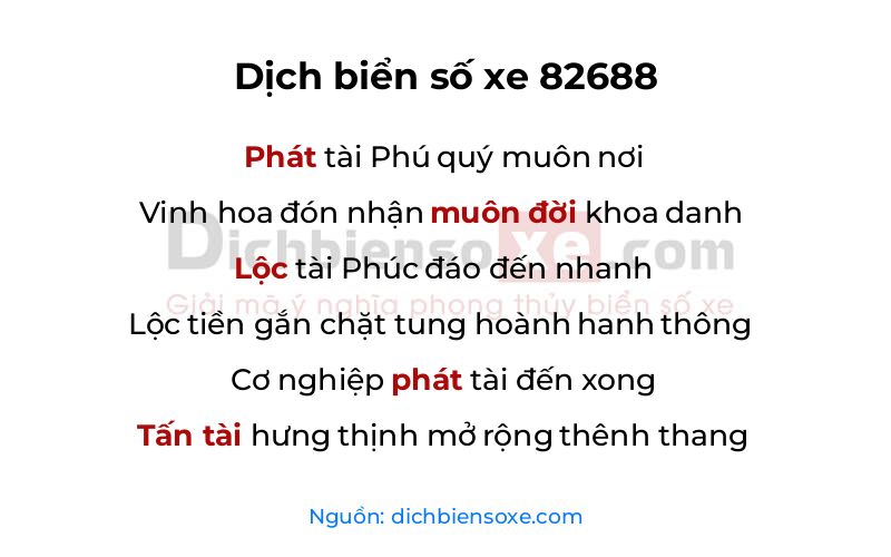 Dịch thơ biển số 82688