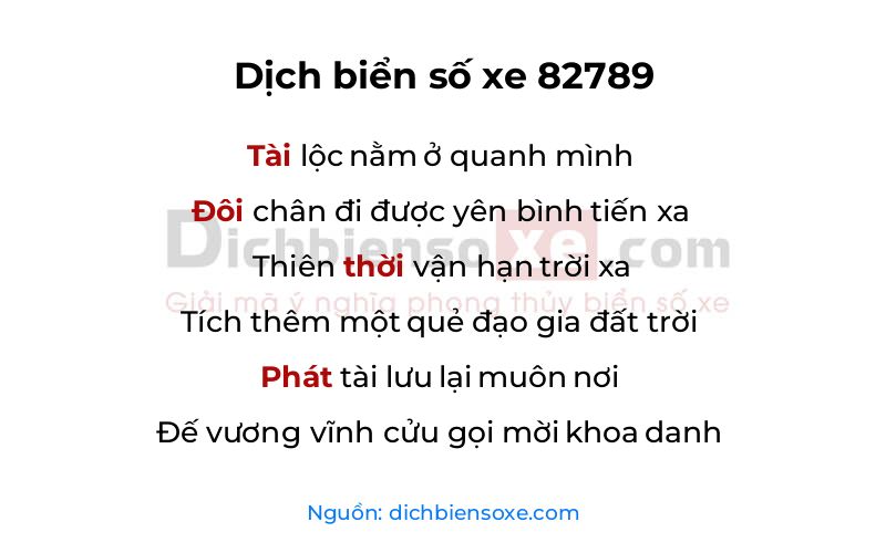 Dịch thơ biển số 82789