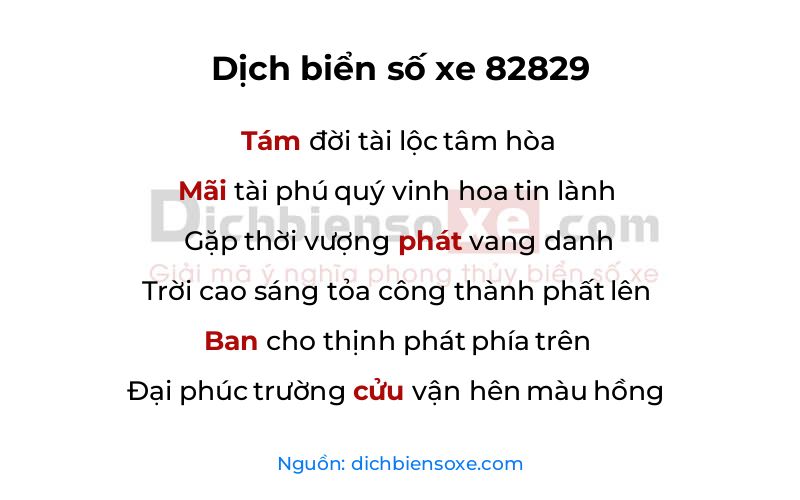 Dịch thơ biển số 82829