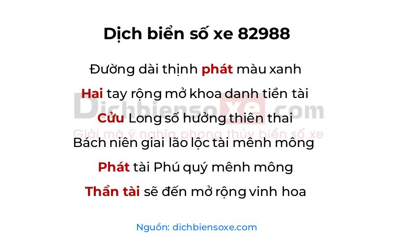 Dịch thơ biển số 82988