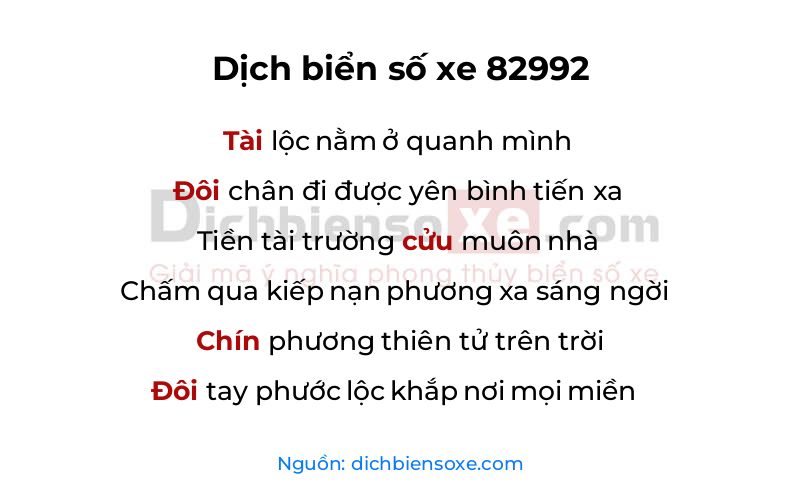 Dịch thơ biển số 82992