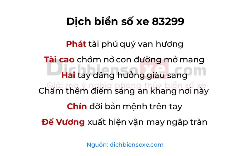 Dịch thơ biển số 83299
