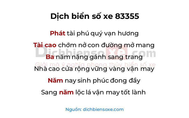 Dịch thơ biển số 83355