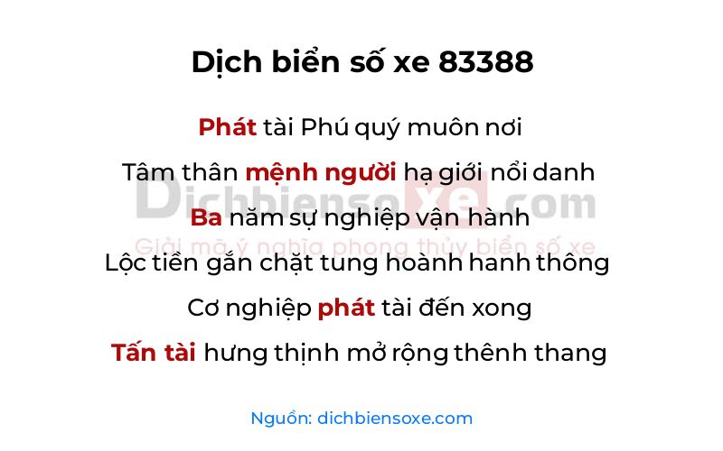 Dịch thơ biển số 83388