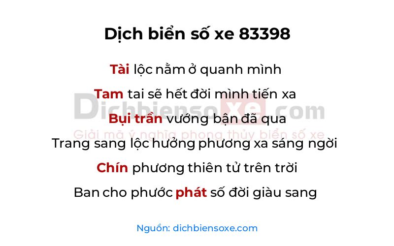 Dịch thơ biển số 83398