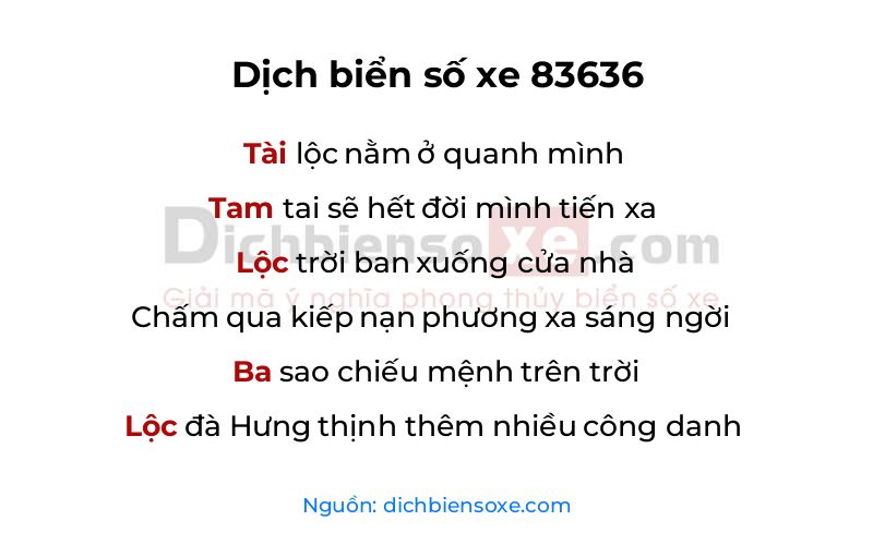 Dịch thơ biển số 83636