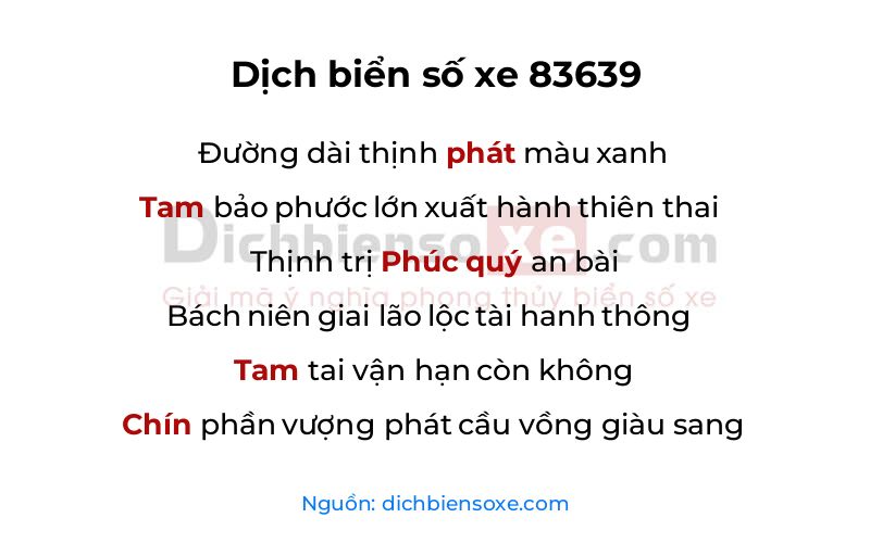 Dịch thơ biển số 83639