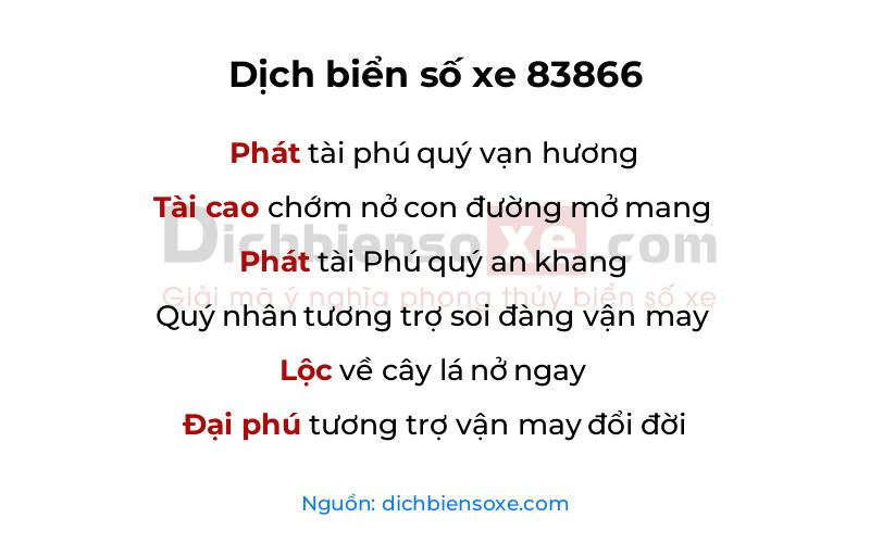 Dịch thơ biển số 83866