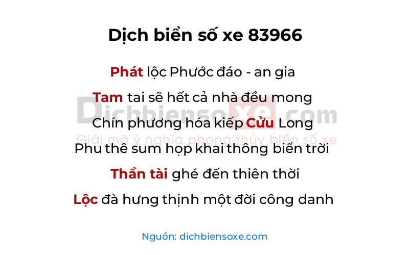 Dịch thơ biển số 83966