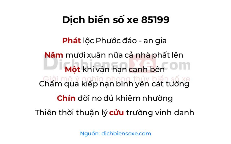 Dịch thơ biển số 85199