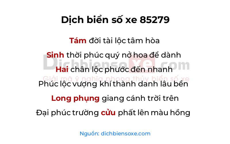 Dịch thơ biển số 85279