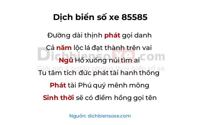 Dịch thơ biển số 85585