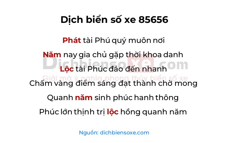 Dịch thơ biển số 85656