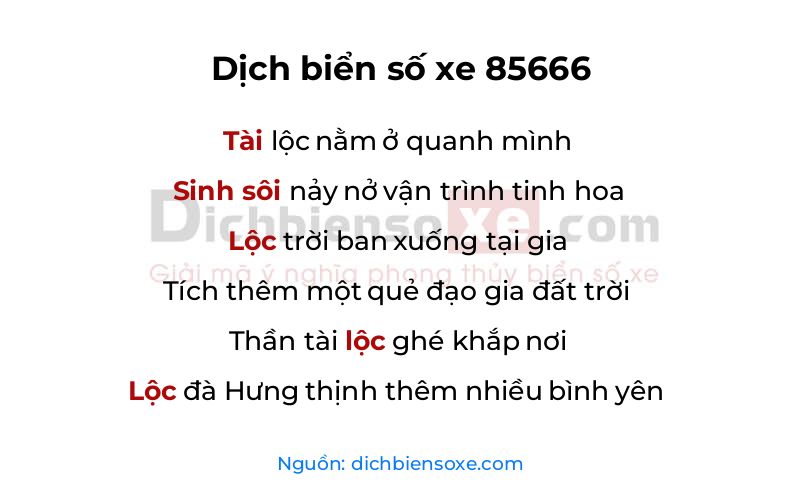 Dịch thơ biển số 85666