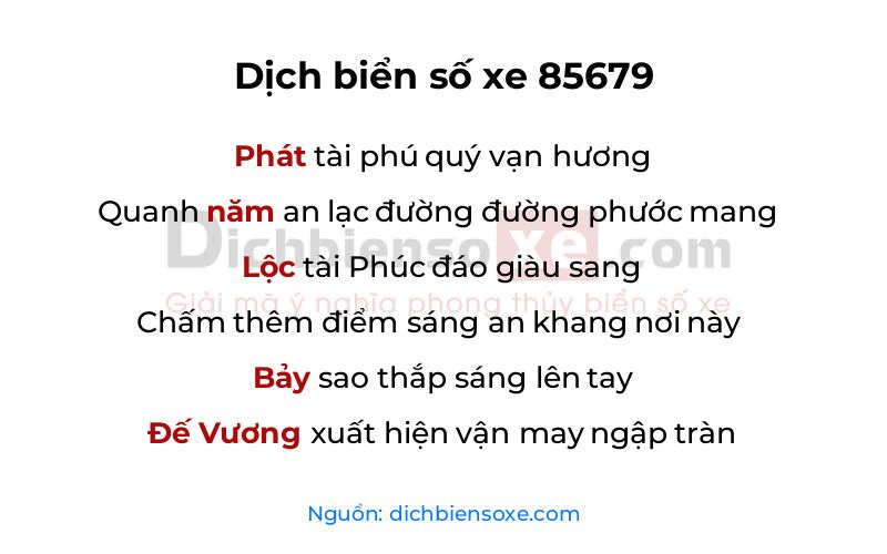 Dịch thơ biển số 85679