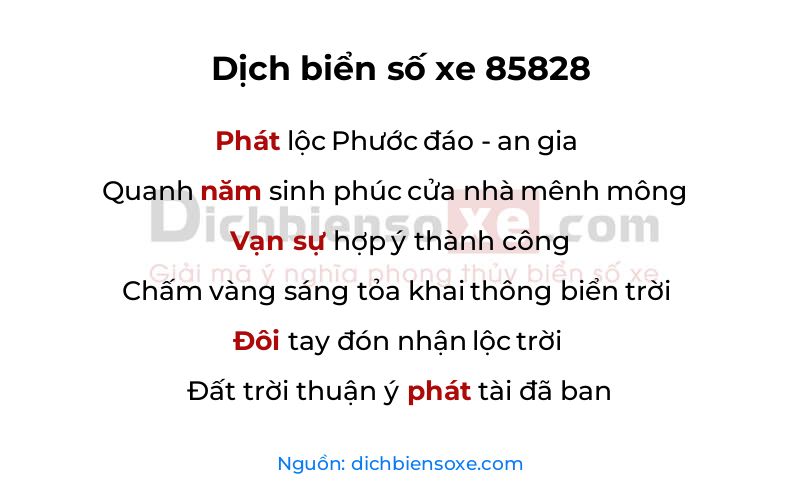 Dịch thơ biển số 85828