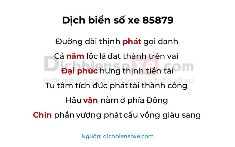 Dịch thơ biển số 85879