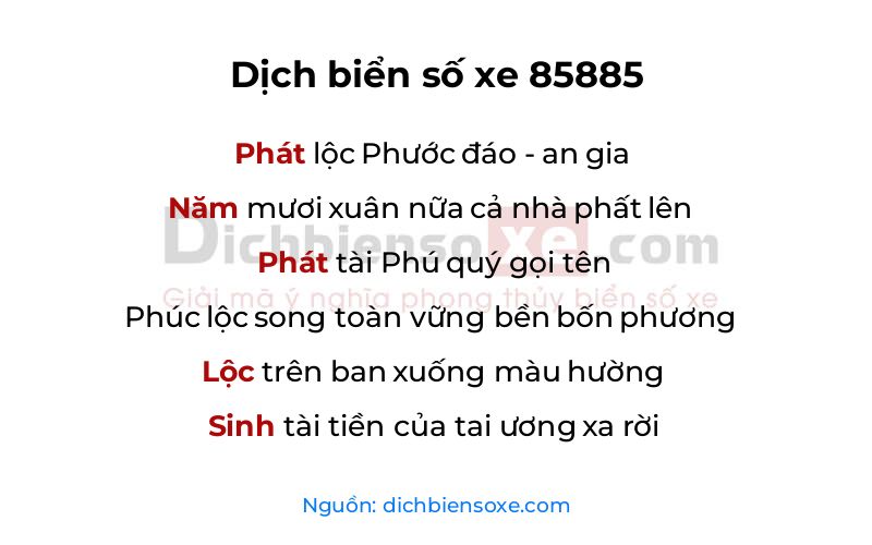 Dịch thơ biển số 85885