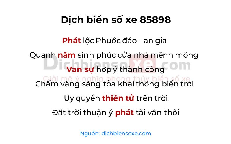 Dịch thơ biển số 85898