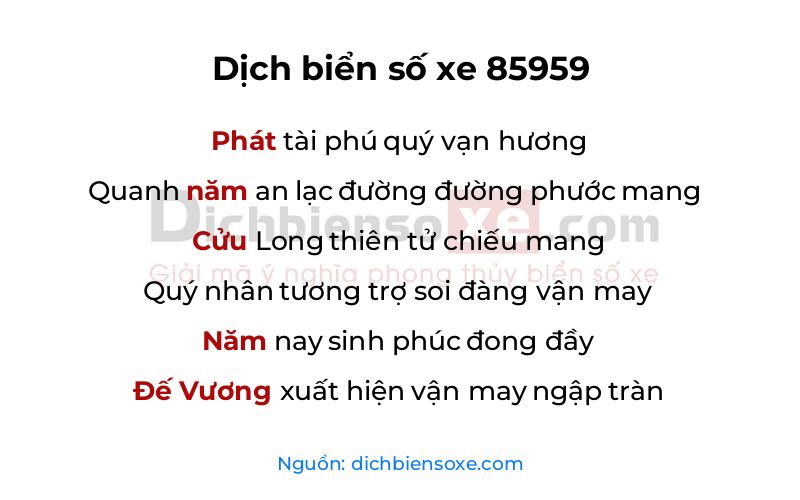 Dịch thơ biển số 85959