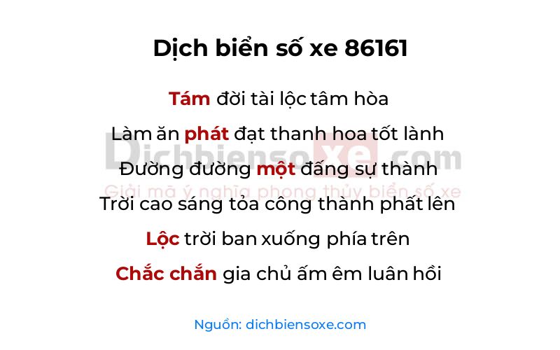 Dịch thơ biển số 86161