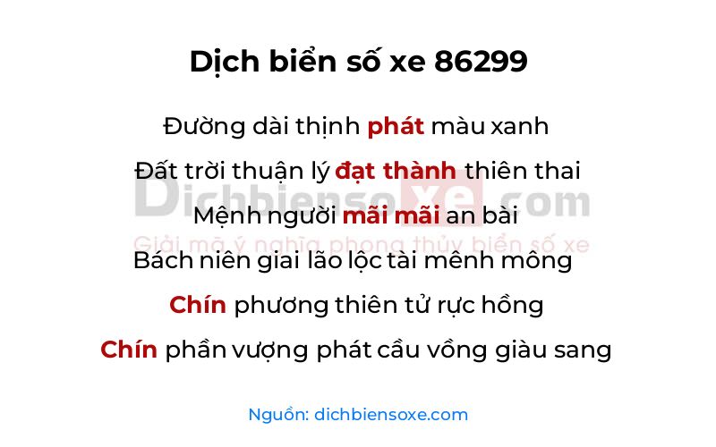 Dịch thơ biển số 86299