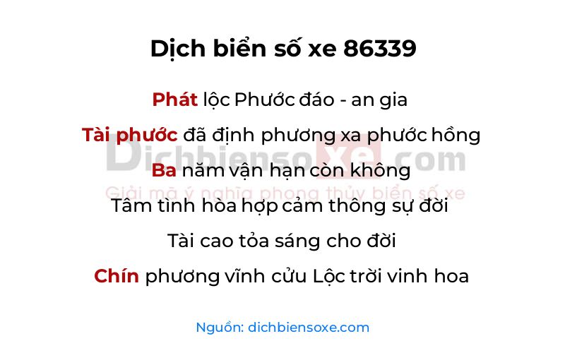 Dịch thơ biển số 86339