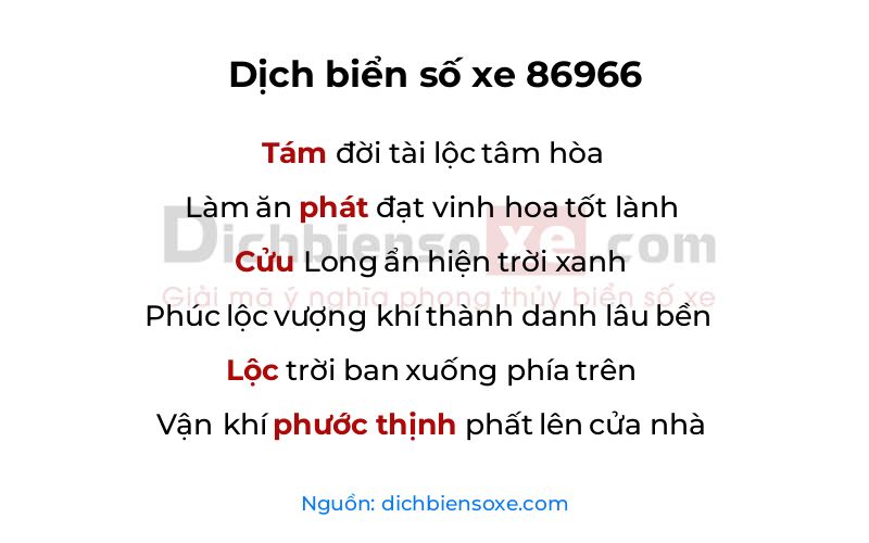 Dịch thơ biển số 86966