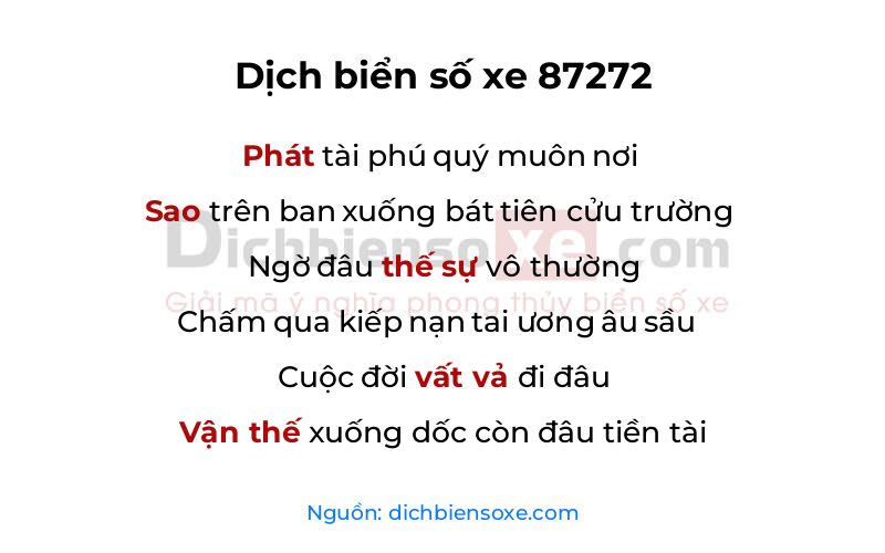 Dịch thơ biển số 87272