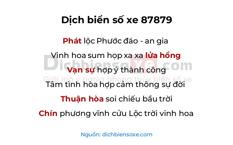 Dịch thơ biển số 87879