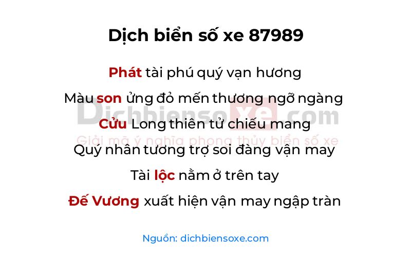 Dịch thơ biển số 87989
