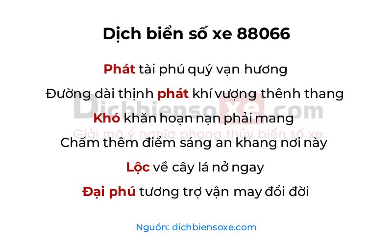 Dịch thơ biển số 88066