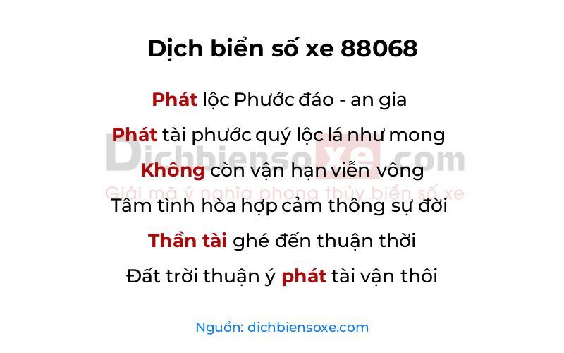 Dịch thơ biển số 88068