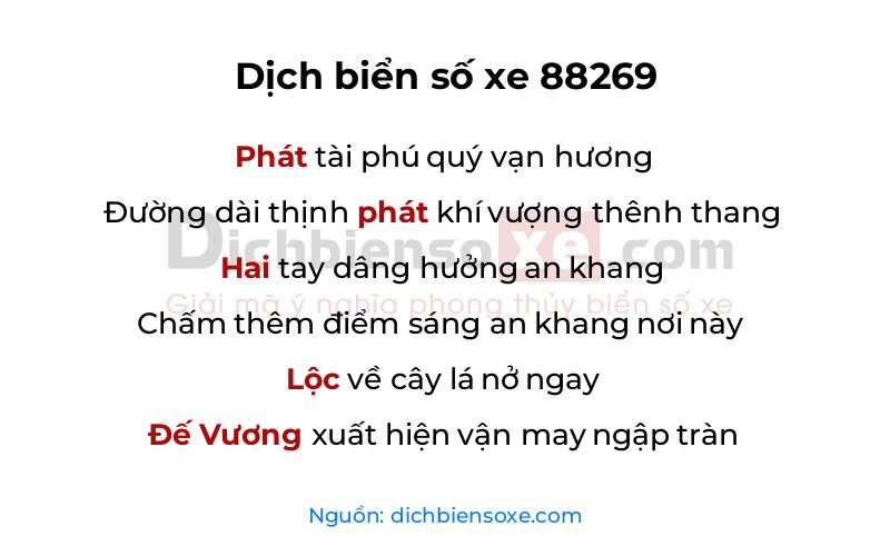 Dịch thơ biển số 88269