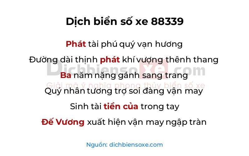 Dịch thơ biển số 88339