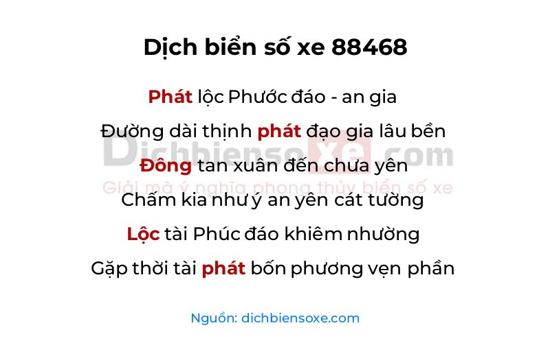Dịch thơ biển số 88468