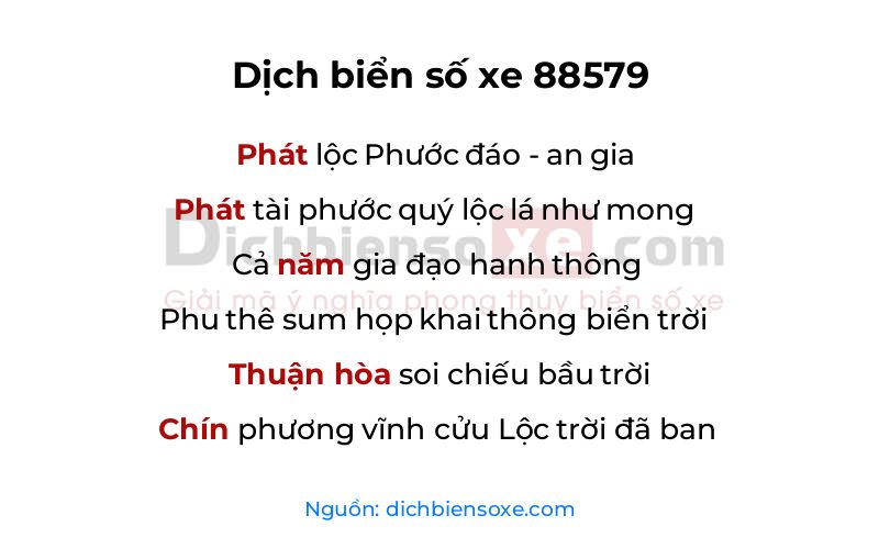 Dịch thơ biển số 88579