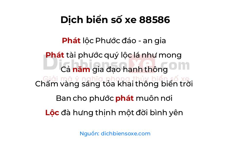 Dịch thơ biển số 88586