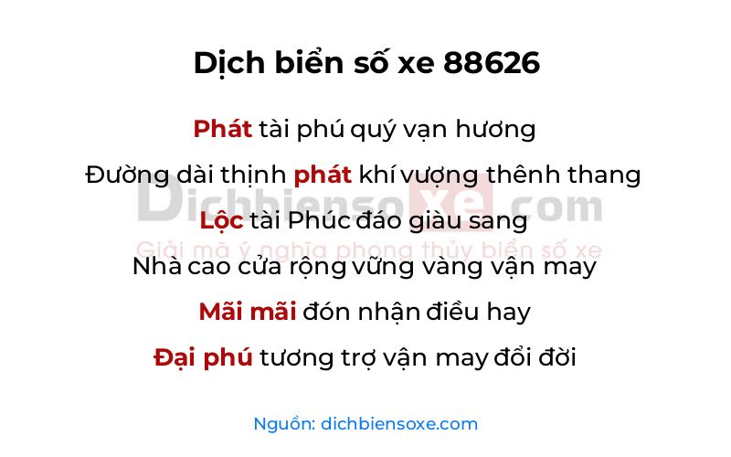 Dịch thơ biển số 88626