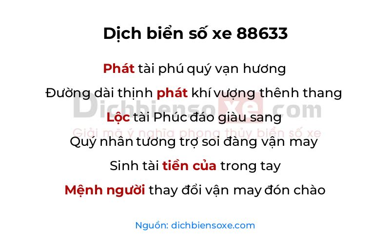 Dịch thơ biển số 88633