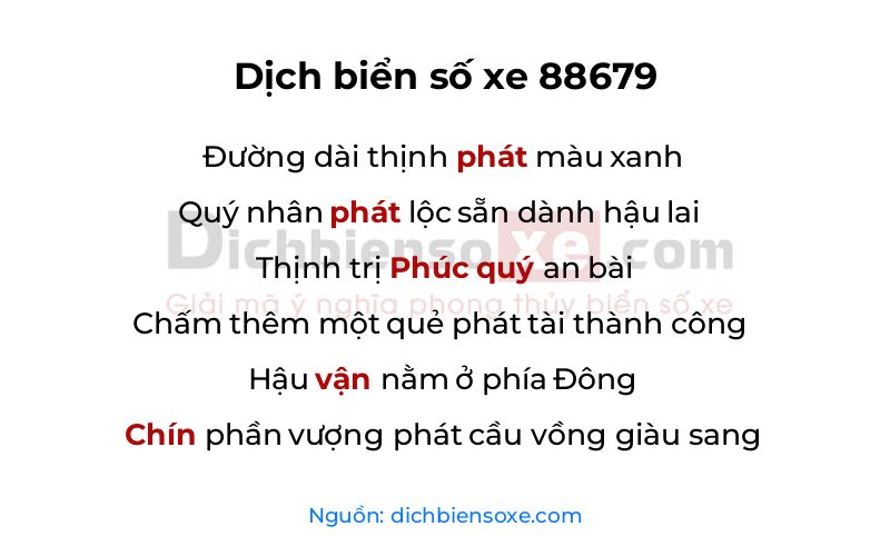 Dịch thơ biển số 88679