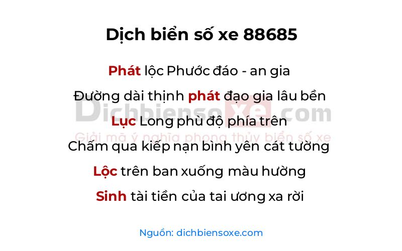 Dịch thơ biển số 88685