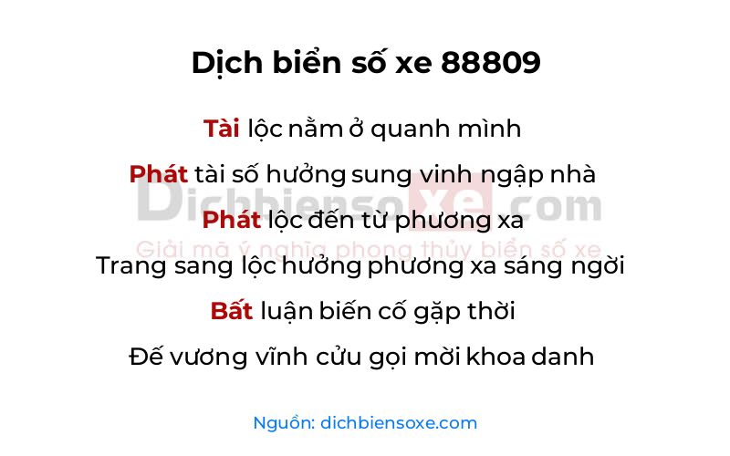 Dịch thơ biển số 88809