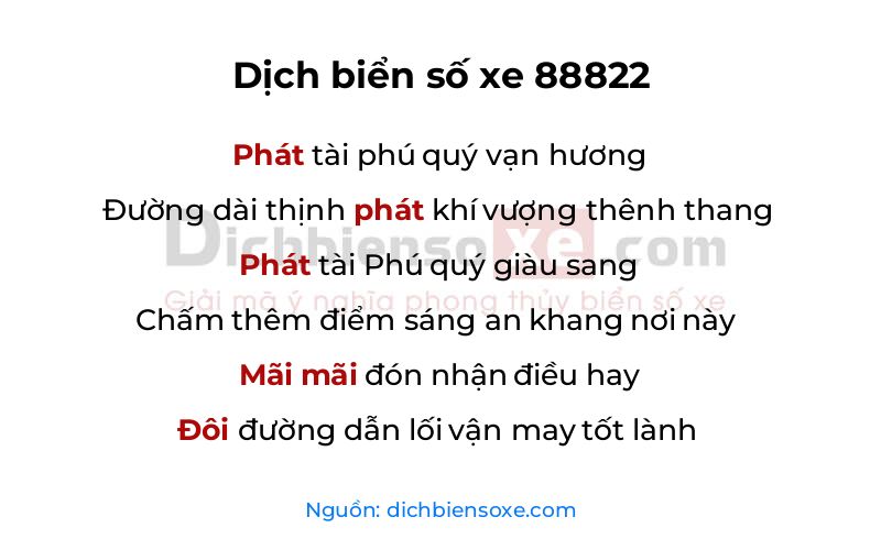 Dịch thơ biển số 88822