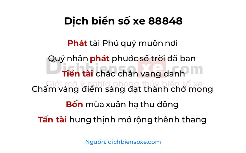 Dịch thơ biển số 88848