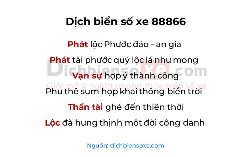 Dịch thơ biển số 88866