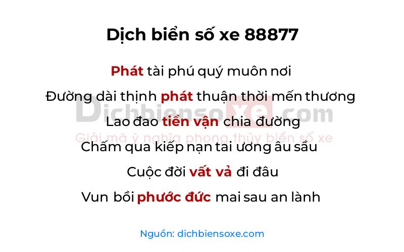 Dịch thơ biển số 88877