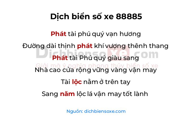 Dịch thơ biển số 88885